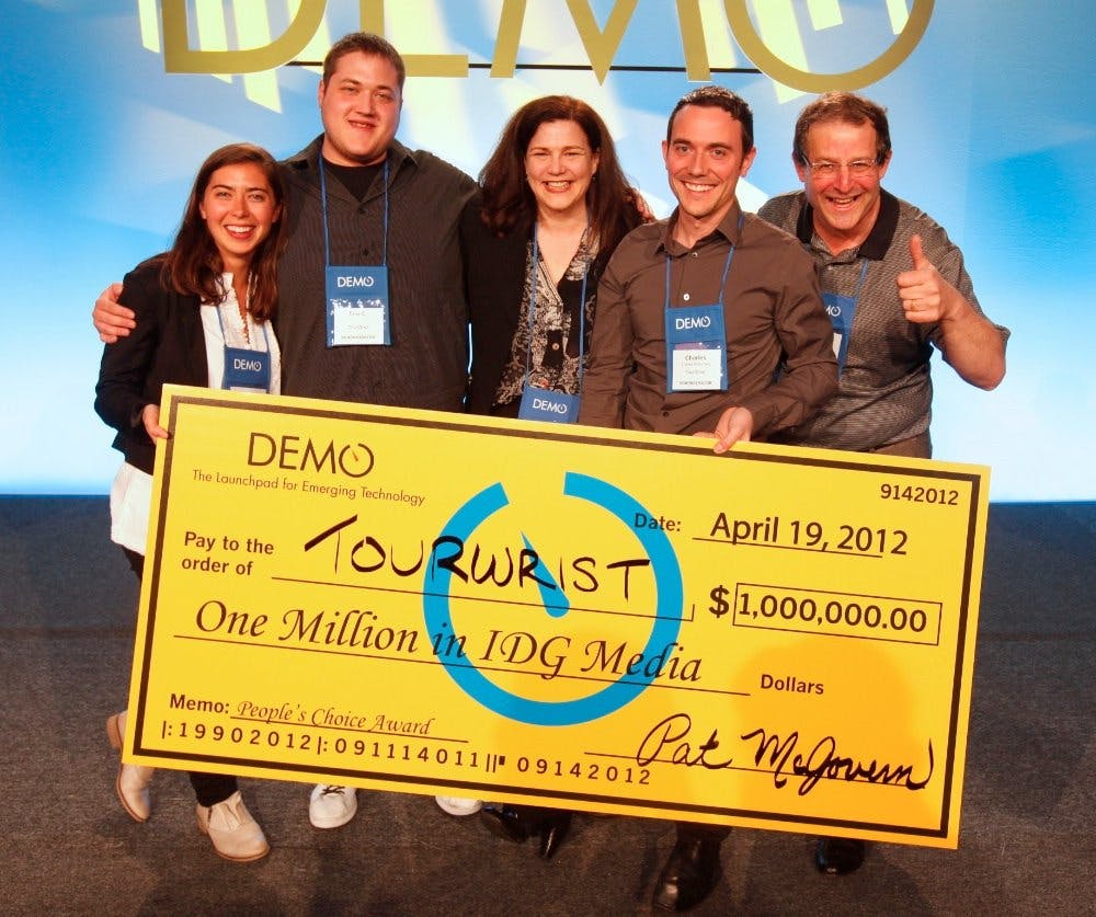 TourWrist/Sphere team accepting our 1st place award at the DEMO conference